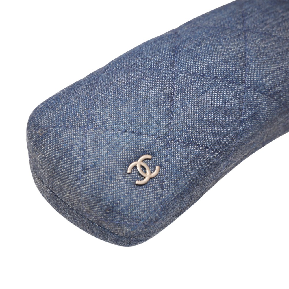 Chanel Sunglasses Eyeglasses Hard Case Blue Denim Quilted CC Logo Authentic - Picture 2 of 6